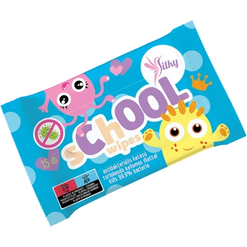 Silky School antibacteriális nedves törlőkendő gyerekeknek 15 lap