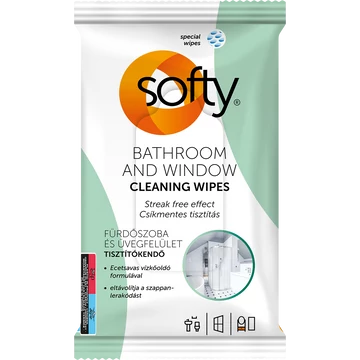 Softy Bathroom & Window fürdőszobai és üvegfelület tisztító kendő 40 lap Softy Bathroom & Window fürdőszobai és üvegfelület tisztító kendő 40 lap