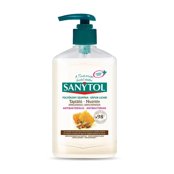 Sanytol Fertőtlenítő Folyékony szappan Mandulatej és Méhpempő 250ml