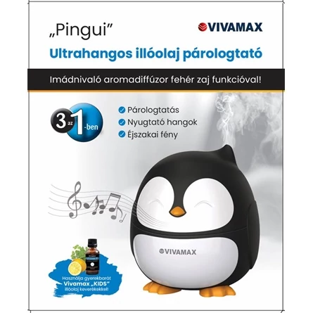 Ultrahangos illóolaj párologtató fehér zaj funkcióval Pingvin